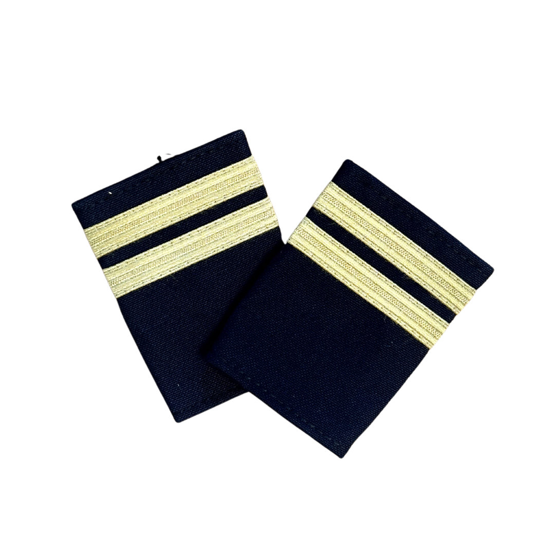 2 Bar Navy Epaulettes - Gold Bars