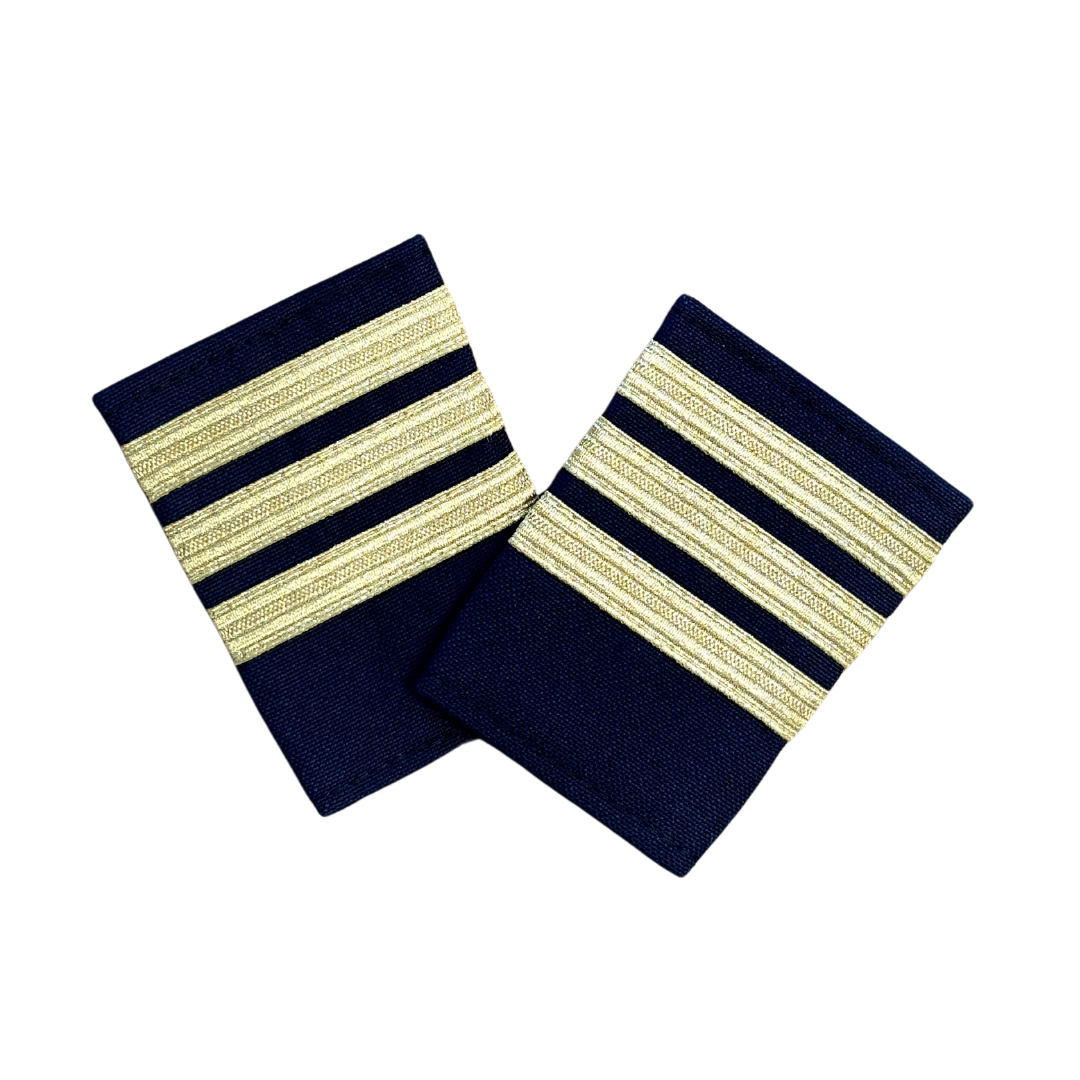 3 Bar Navy Epaulettes - Gold Bars