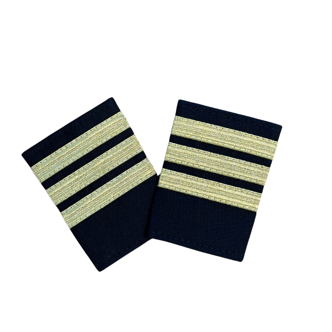 3 Bar Black Epaulettes - Gold Bars