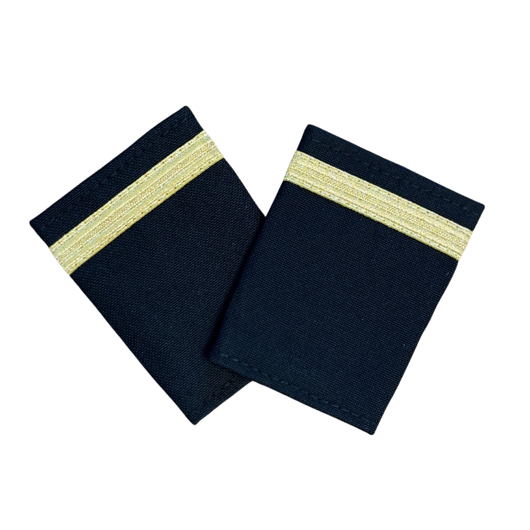 1 Bar Black Epaulettes - Gold Bars